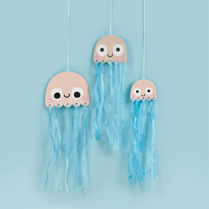 Jellyfish Decorations With Tissue Tassels 3 Pack