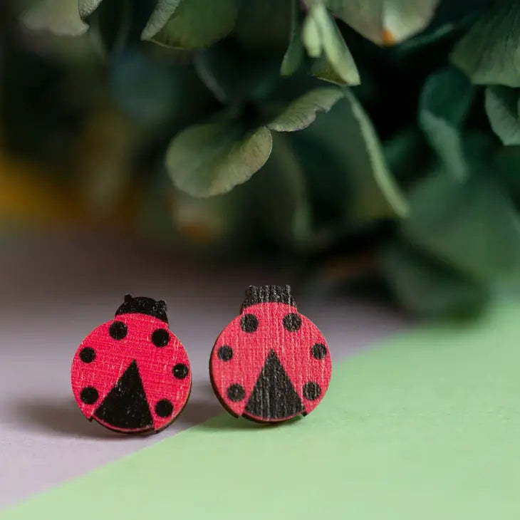 Eco friendly ladybird earrings studs