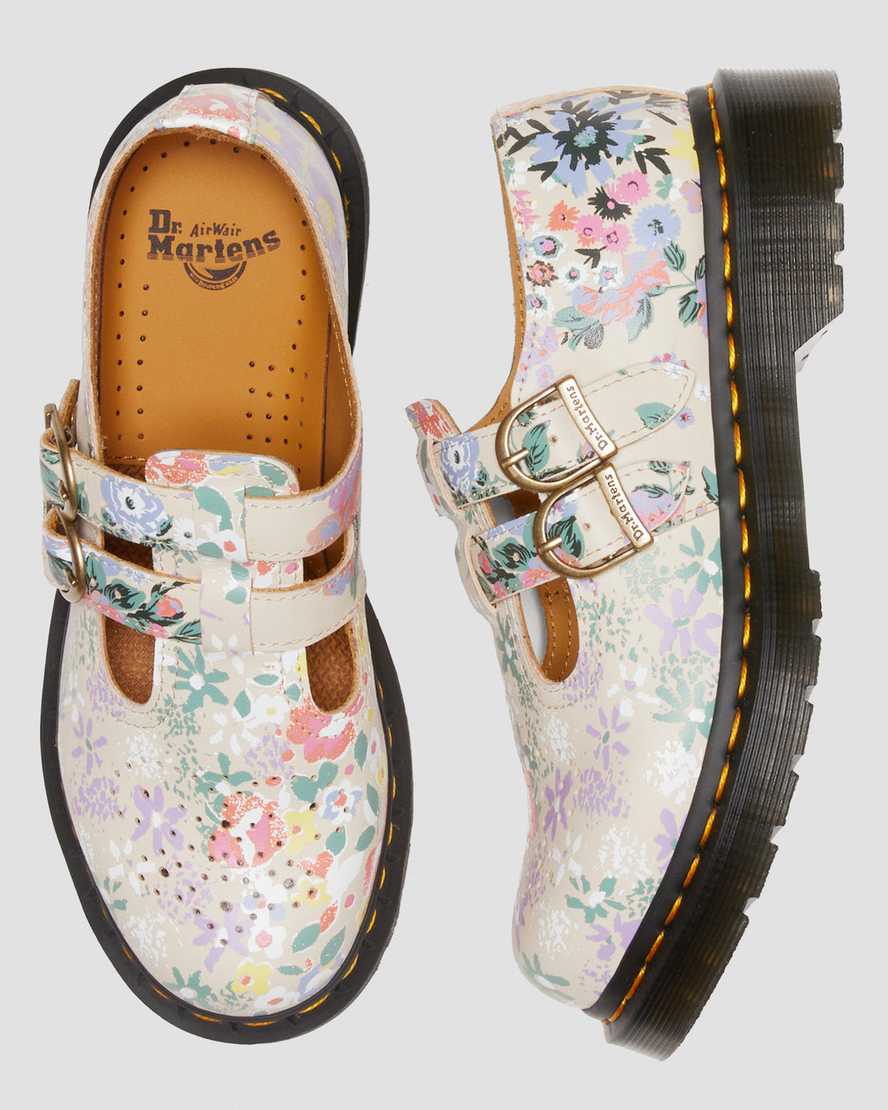 Dr Martens 8065 Floral Mash Up Parchment Mary Jane Flat Shoes